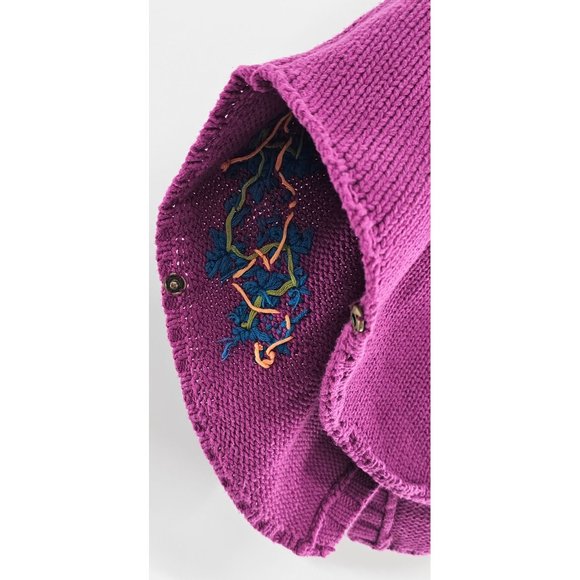 Savannah girls knit sweater cardigan cape embroidered purple floral size small ( - Picture 5 of 5